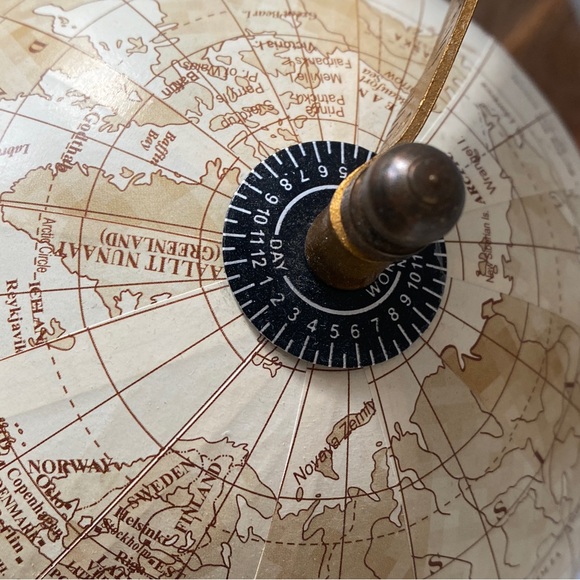 Chic Light Finish Globe on Wood Stand - Picture 4 of 8